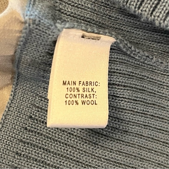 St. John Blue & Gray Striped Women's Silk Wool Sweater Oversized Size Small - Picture 14 of 14